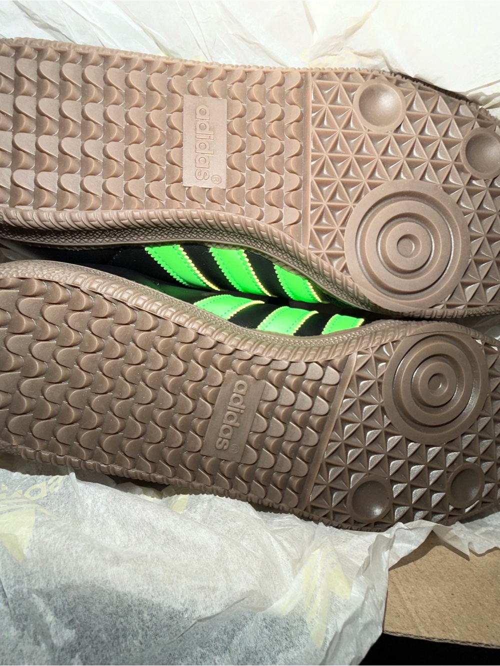 adidas Samba Black with Neon Green Stripes - Picture 5 of 6